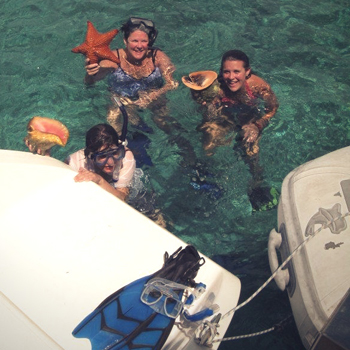 Starfish And Conch Discoveries While Snorkeling In The Bahamas
