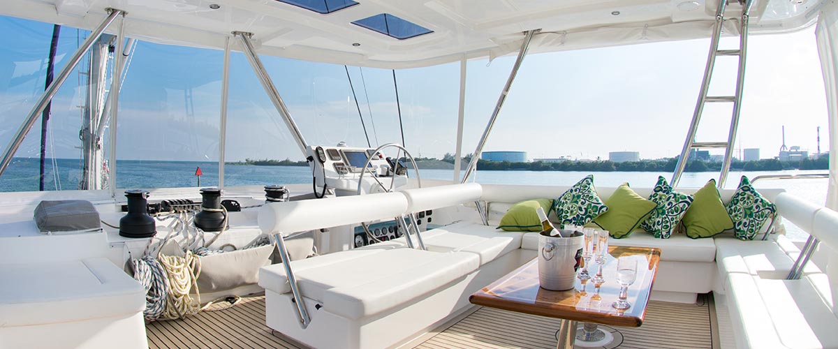 Aft Cockpit of Lady Susan 58ft Leopard Catamaran