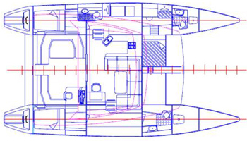 Yacht layout - 50ft catamaran yacht